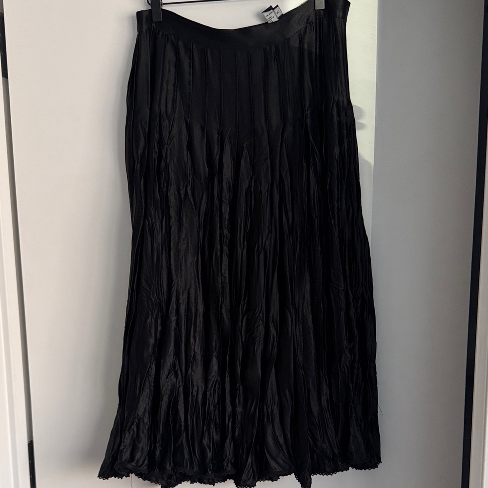 Vintage 100% Silk Charles Nolan Black Pleated Skirt